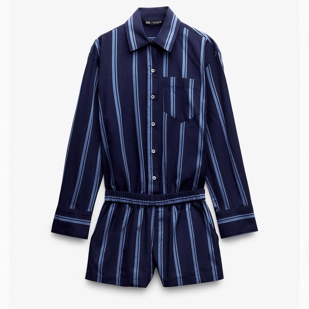 Zara Blue Striped Romper